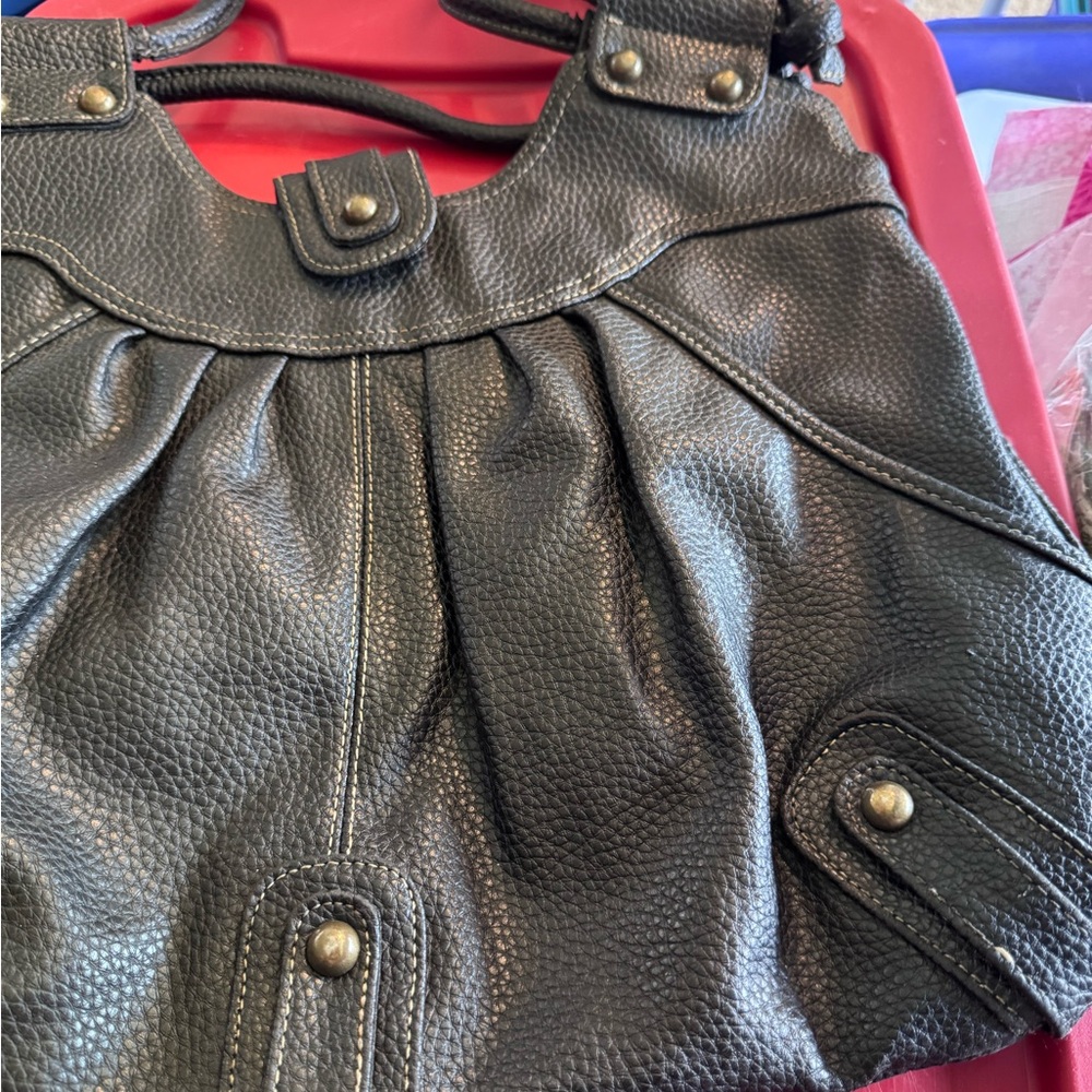 Chic blackish Vegan leather heavyweight durable boho biker, style shoulder bag - Picture 6 of 16